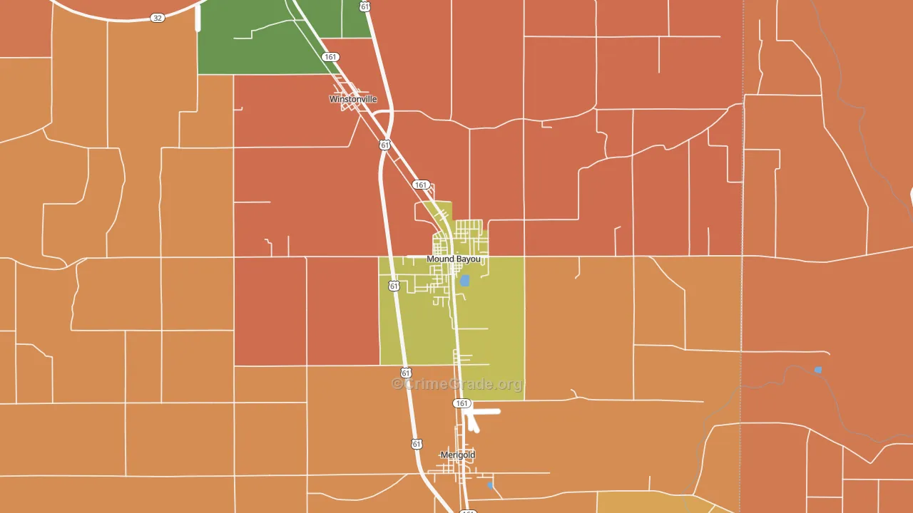 Mound Bayou, MS Map of Drug-Related Crime Rates