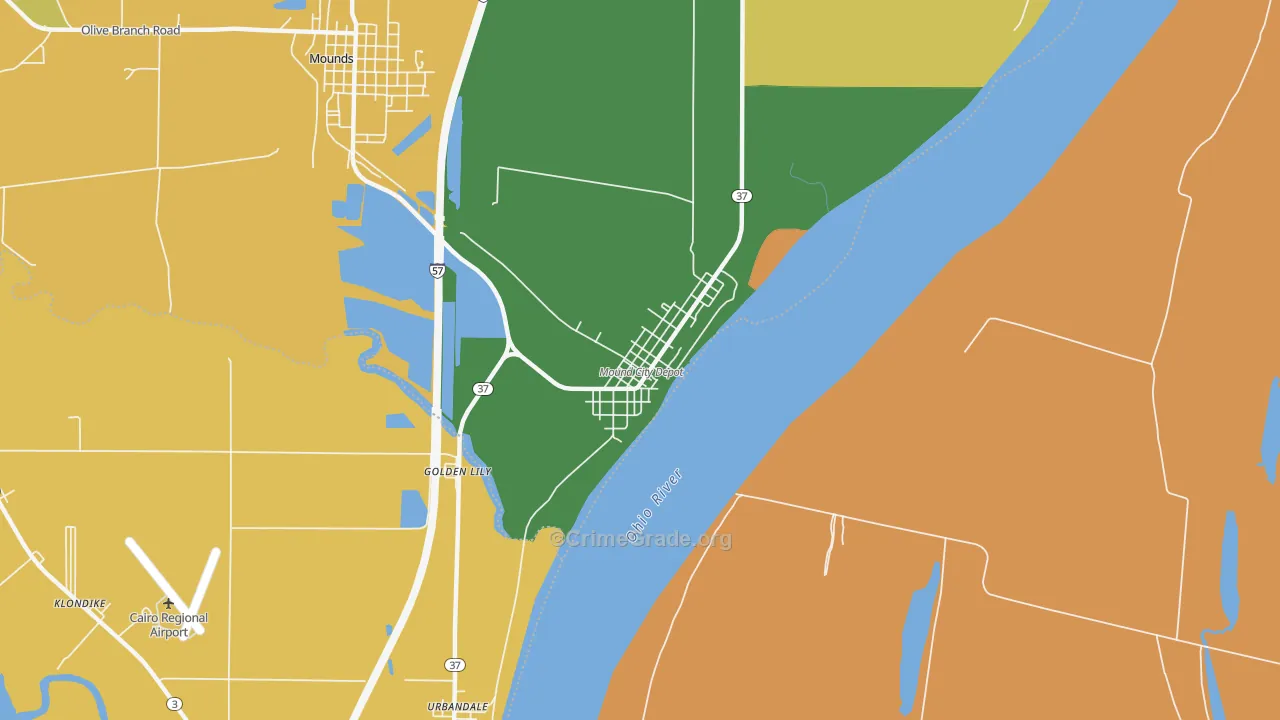 Mound City, IL Map of Drug-Related Crime Rates