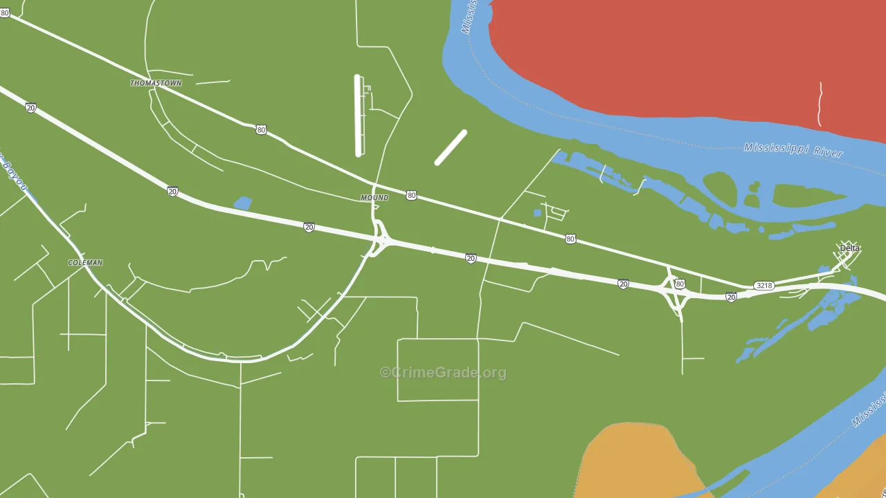 Mound, LA Map of Drug-Related Crime Rates