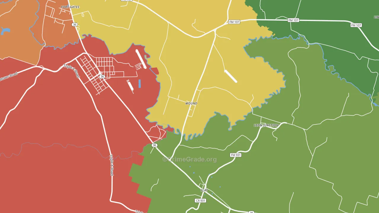 Mound, TX Map of Drug-Related Crime Rates