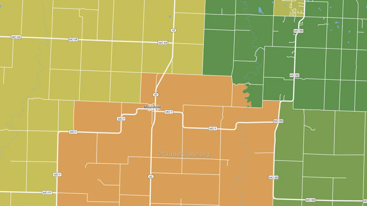 Moundville, MO Map of Drug-Related Crime Rates