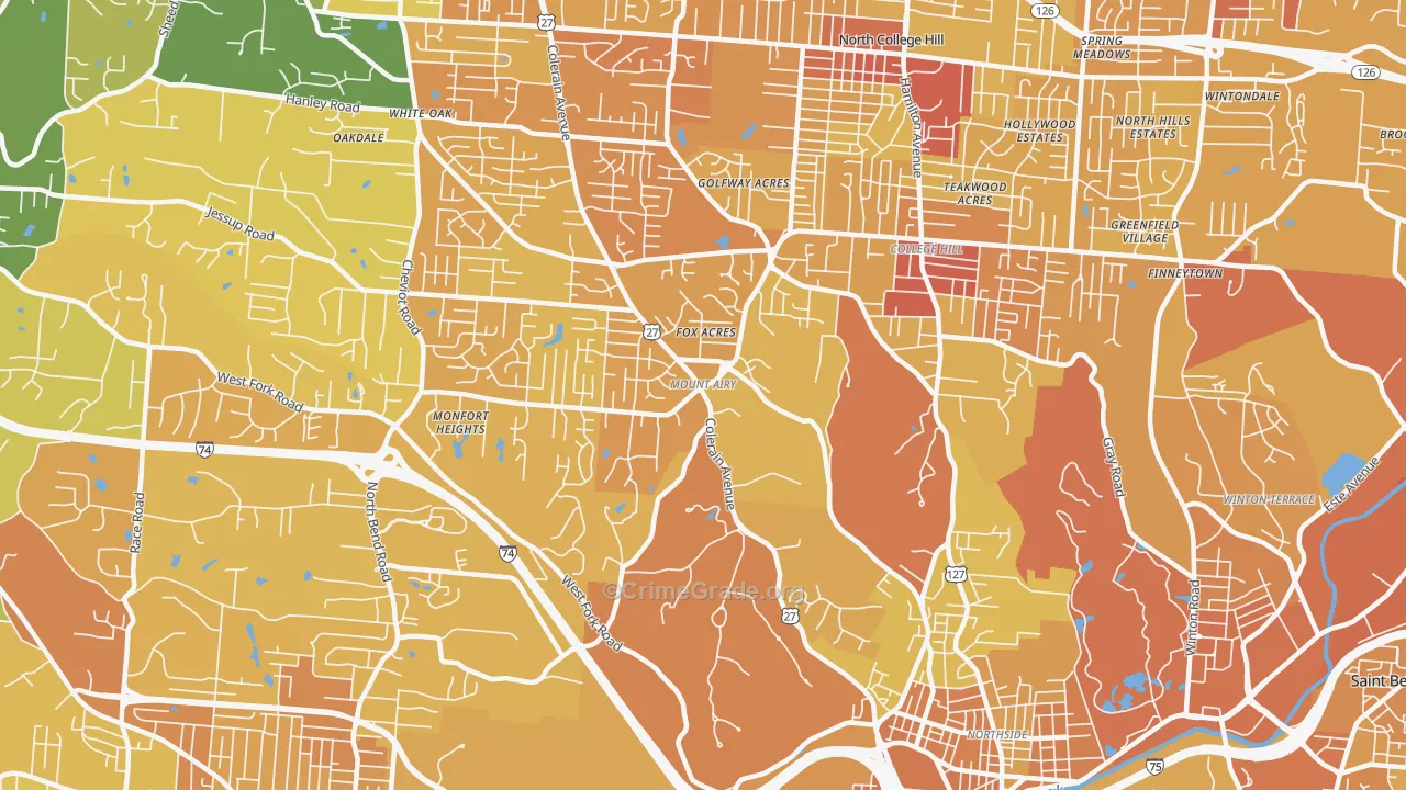 Mount Airy, Cincinnati, OH Map of Drug-Related Crime Rates