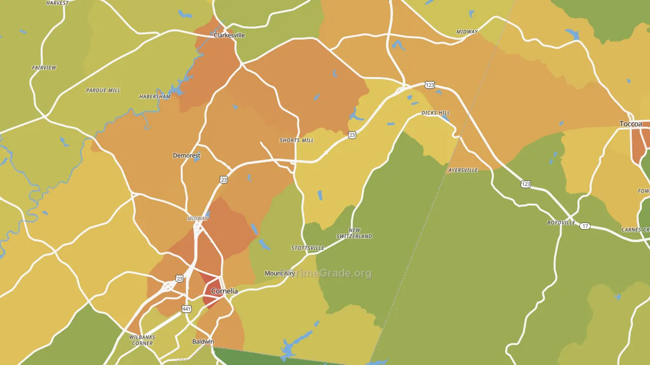 Mount Airy, GA Map of Drug-Related Crime Rates