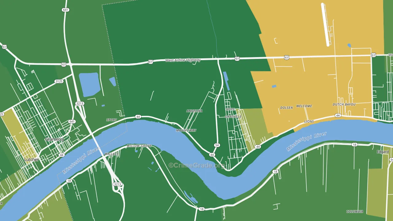 Mount Airy, LA Map of Drug-Related Crime Rates