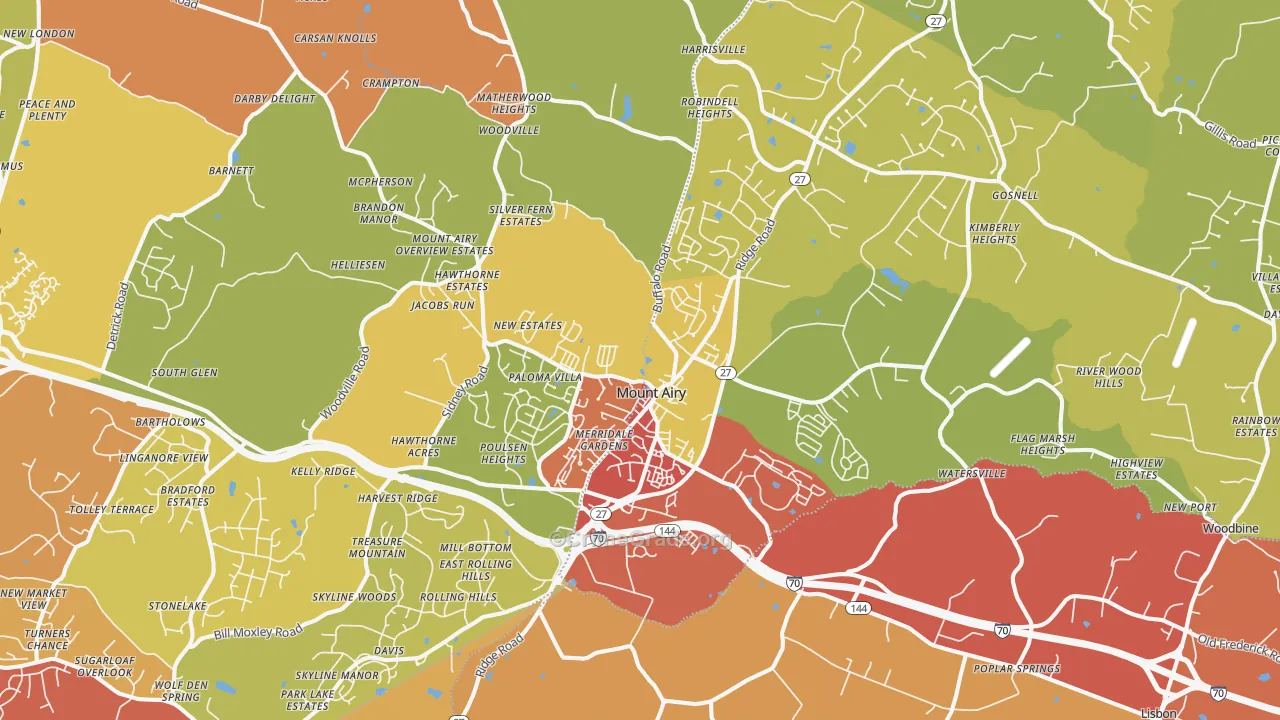 Mount Airy, MD Map of Drug-Related Crime Rates
