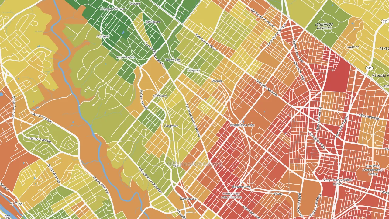 Mount Airy, Philadelphia, PA Map of Drug-Related Crime Rates