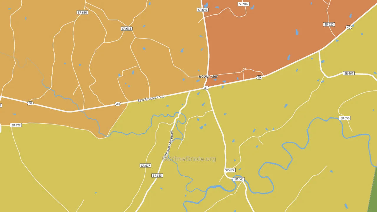 Mount Airy, VA Map of Drug-Related Crime Rates