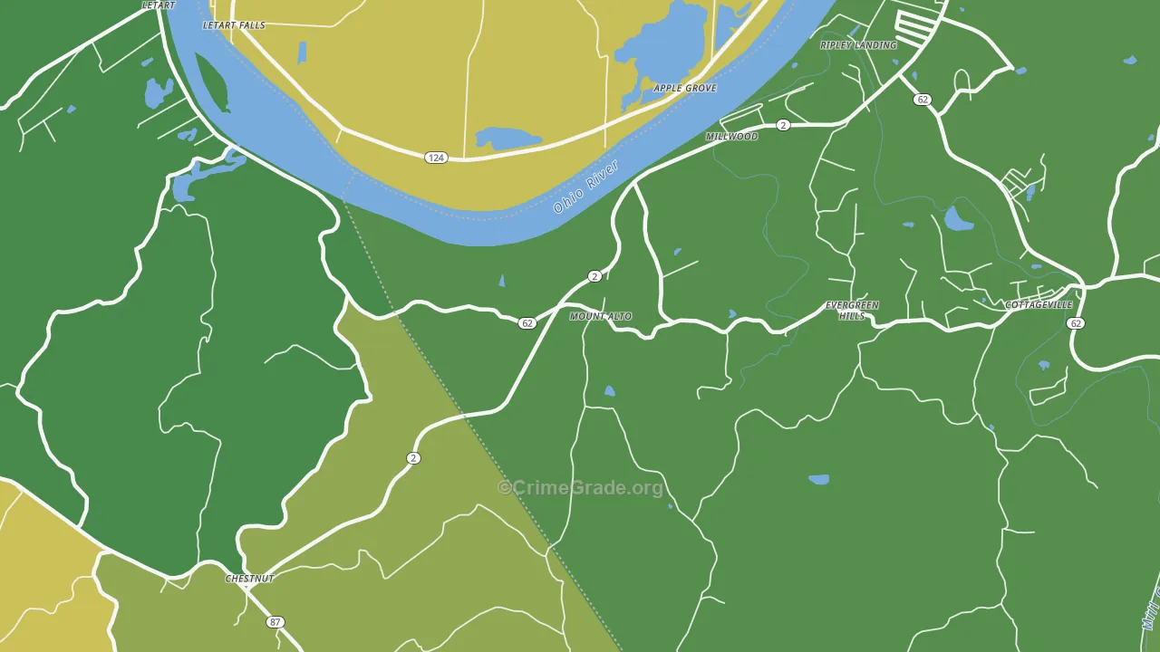 Mount Alto, WV Map of Drug-Related Crime Rates