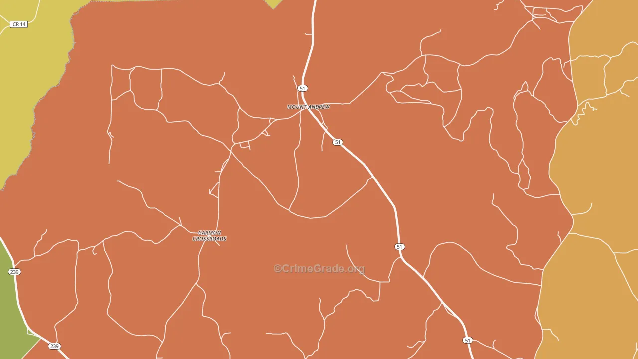 Mount Andrew, AL Map of Drug-Related Crime Rates