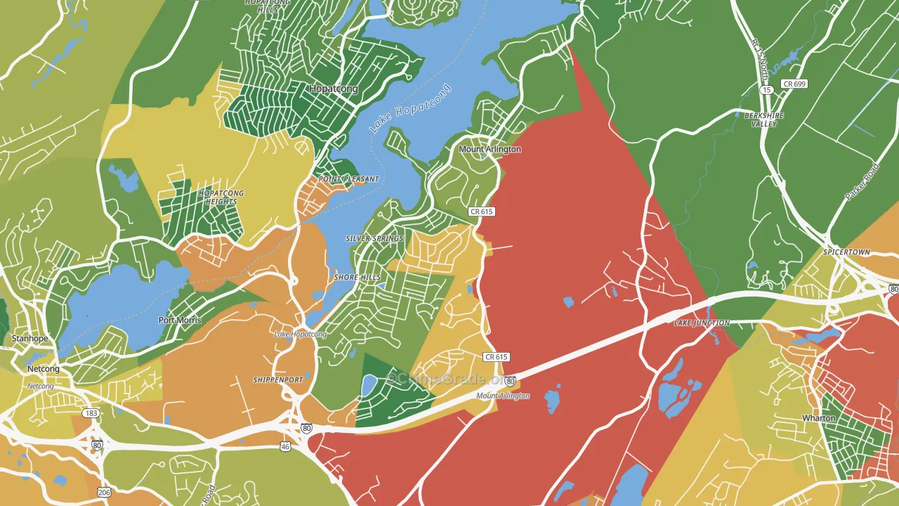 Mount Arlington, NJ Map of Drug-Related Crime Rates