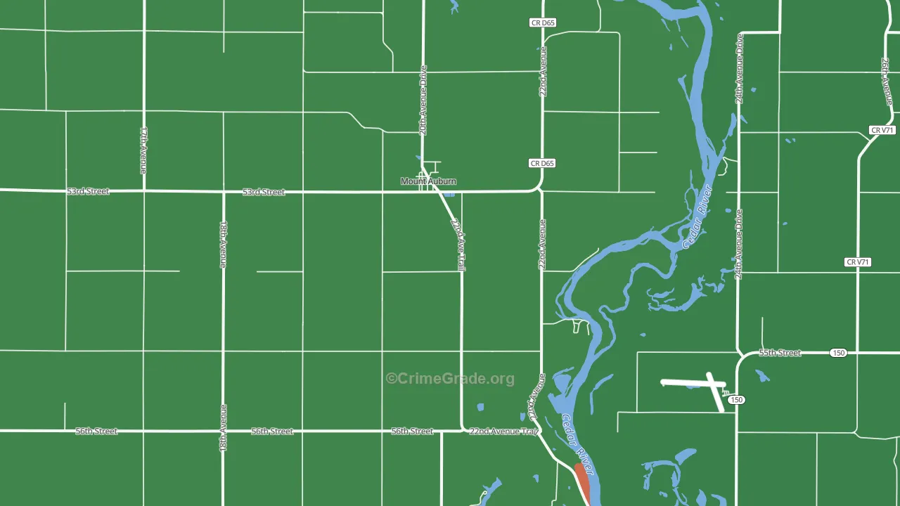 Mount Auburn, IA Map of Drug-Related Crime Rates
