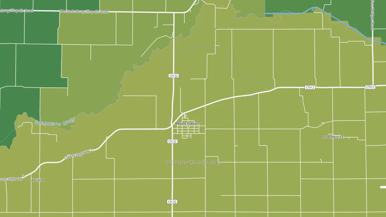 Mount Auburn, IL Map of Drug-Related Crime Rates