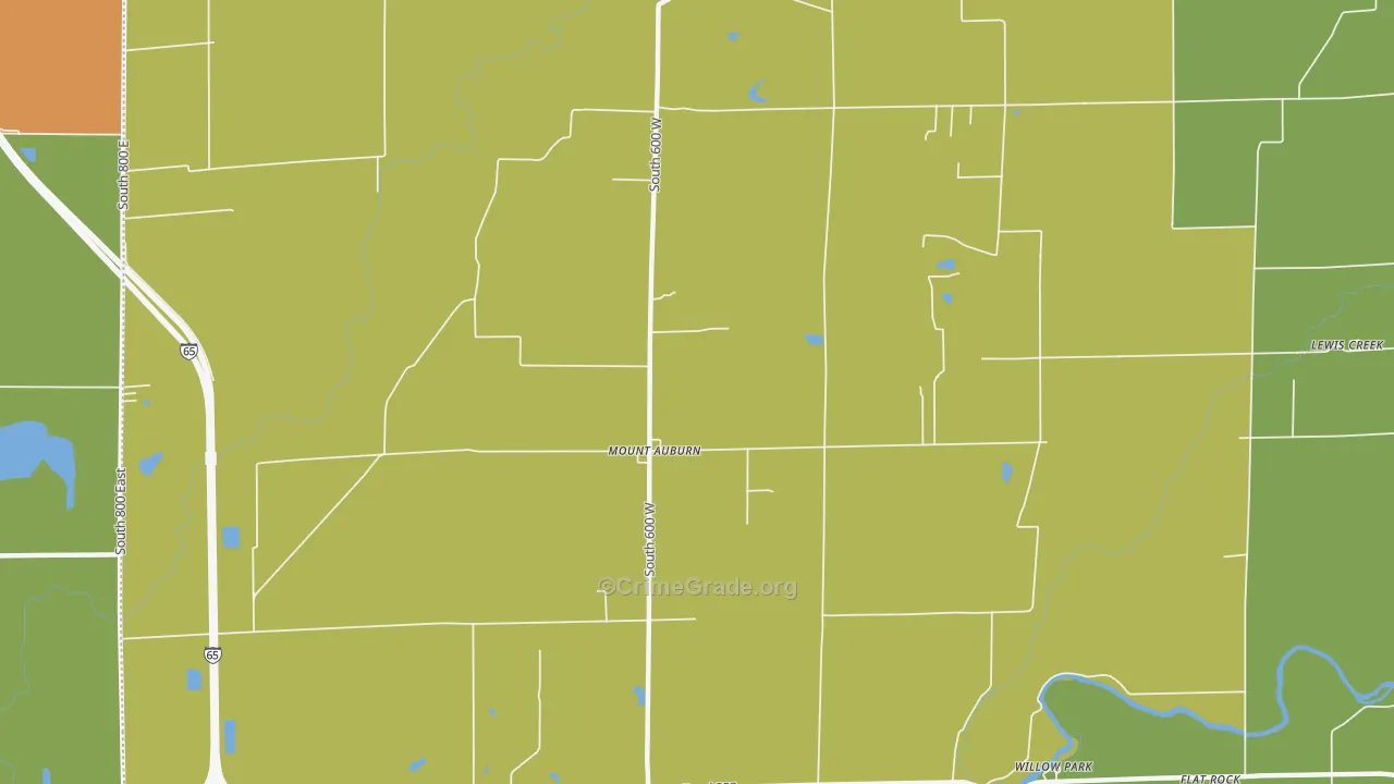 Mount Auburn, IN Map of Drug-Related Crime Rates
