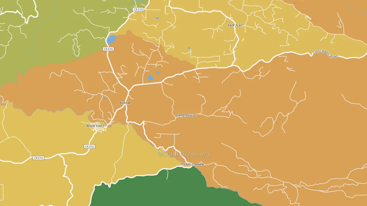 Mount Aukum, CA Map of Drug-Related Crime Rates