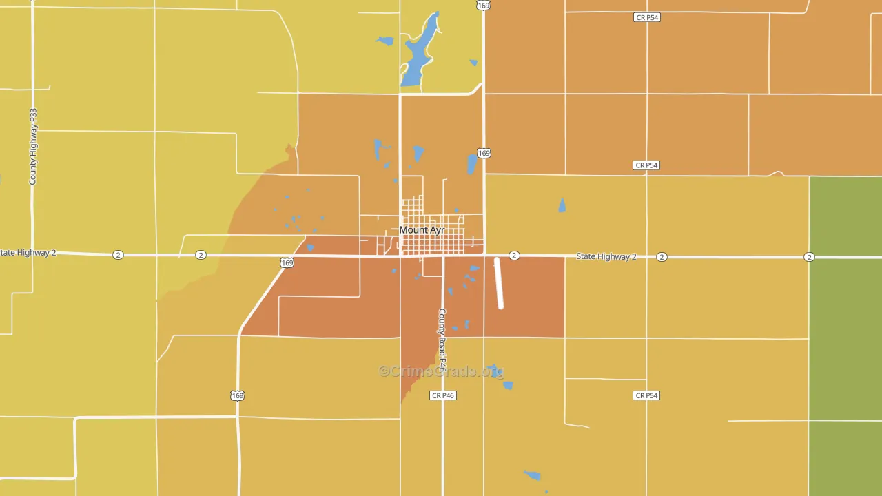 Mount Ayr, IA Map of Drug-Related Crime Rates