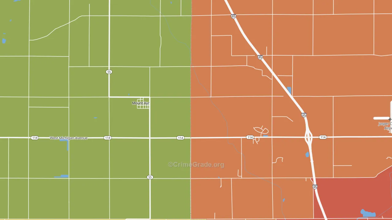 Mount Ayr, IN Map of Drug-Related Crime Rates