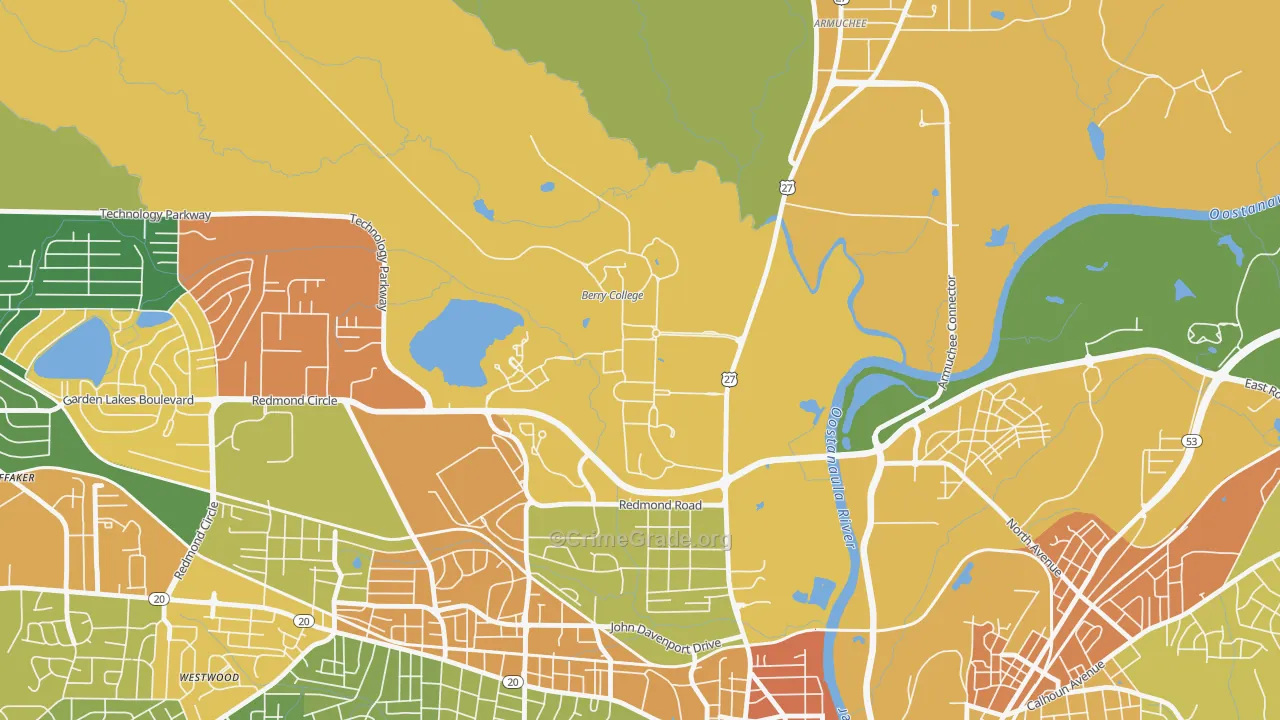 Mount Berry, GA Map of Drug-Related Crime Rates