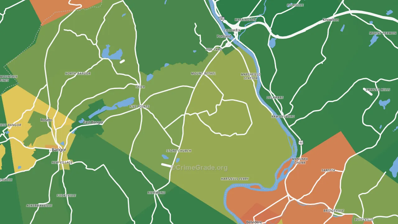Mount Bethel, PA Map of Drug-Related Crime Rates
