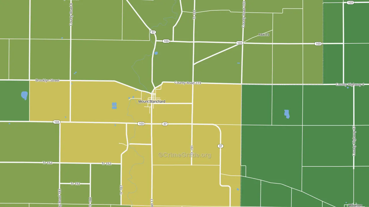 Mount Blanchard, OH Map of Drug-Related Crime Rates