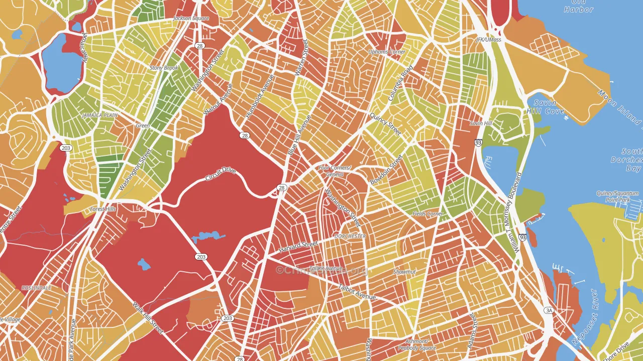 Mount Bowdoin, Boston, MA Map of Drug-Related Crime Rates