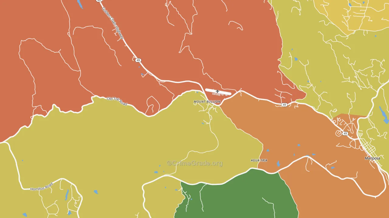 Mount Bullion, CA Map of Drug-Related Crime Rates