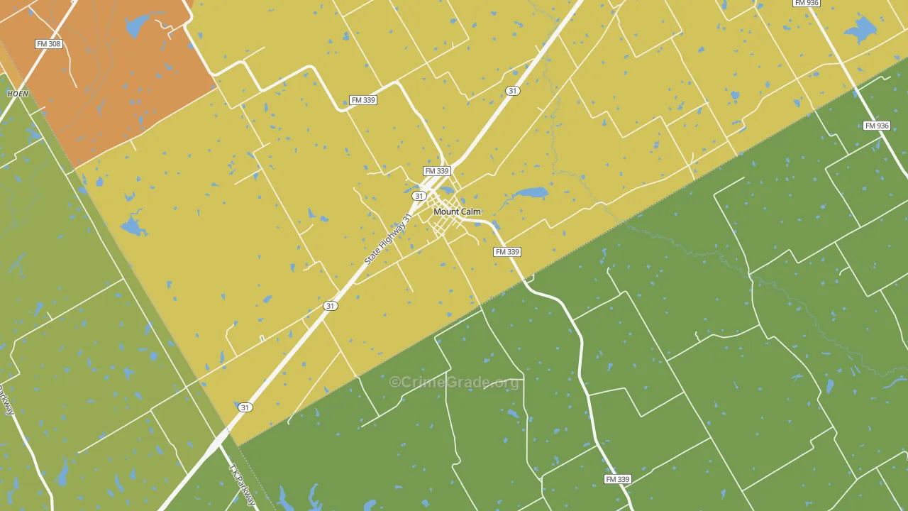 Mount Calm, TX Map of Drug-Related Crime Rates