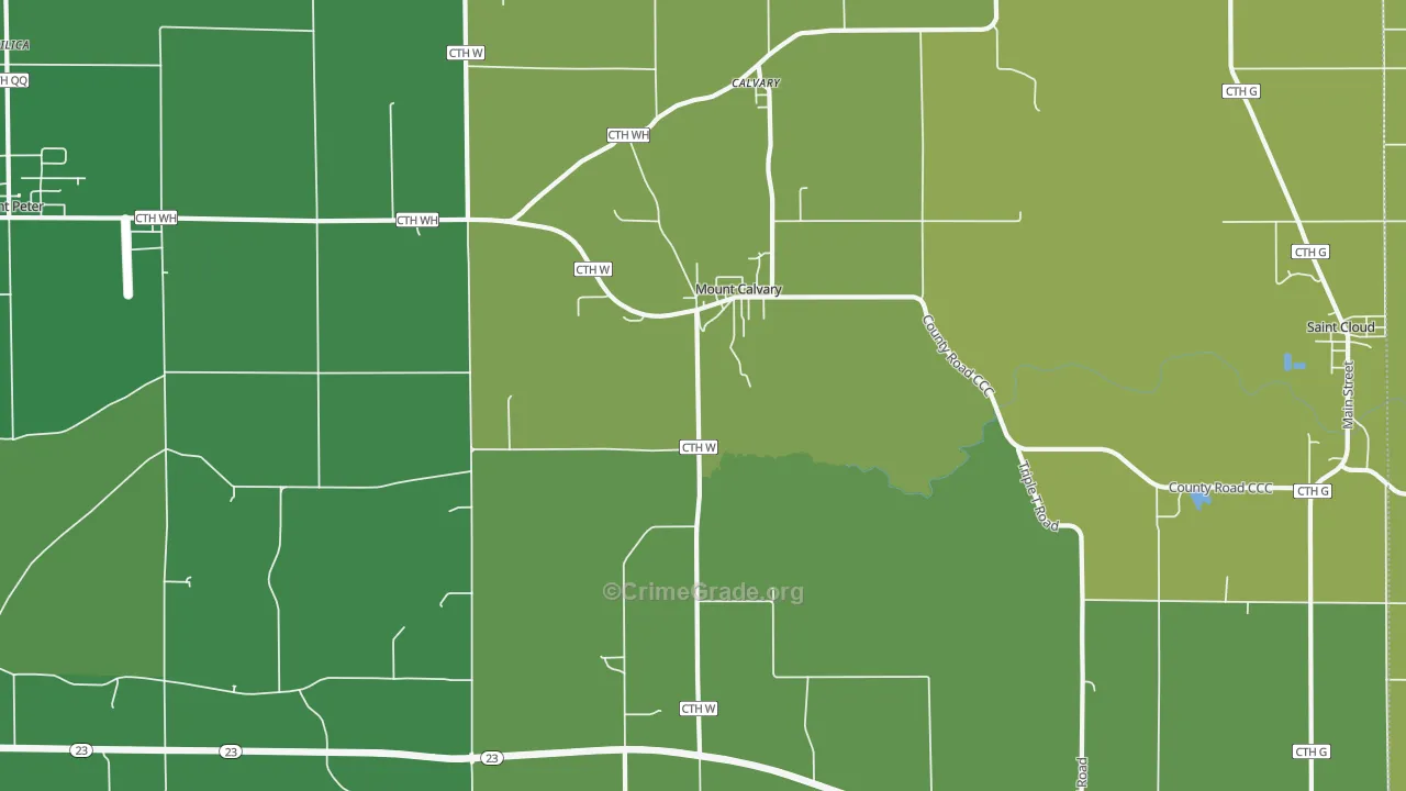 Mount Calvary, WI Map of Drug-Related Crime Rates