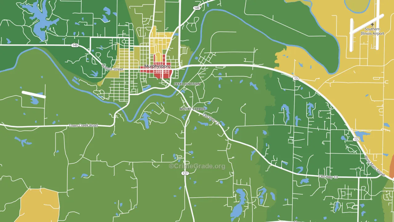 Mount Carbon, IL Map of Drug-Related Crime Rates