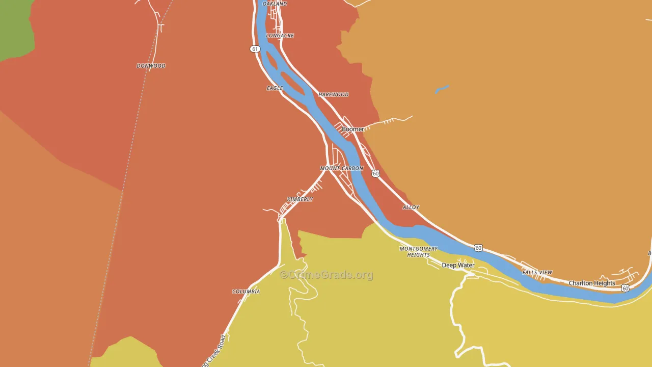 Mount Carbon, WV Map of Drug-Related Crime Rates