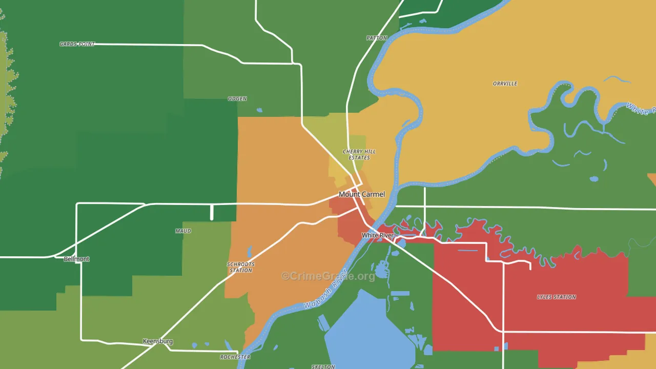 Mount Carmel, IL Map of Drug-Related Crime Rates