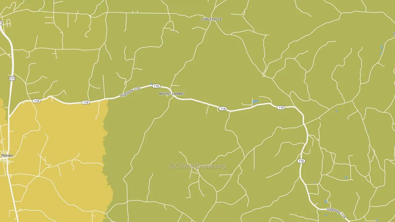 Mount Carmel, LA Map of Drug-Related Crime Rates