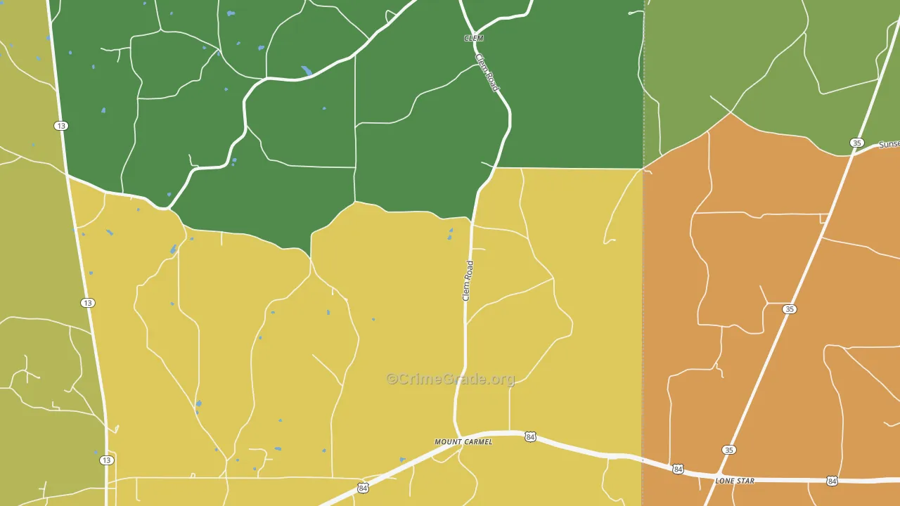 Mount Carmel, MS Map of Drug-Related Crime Rates