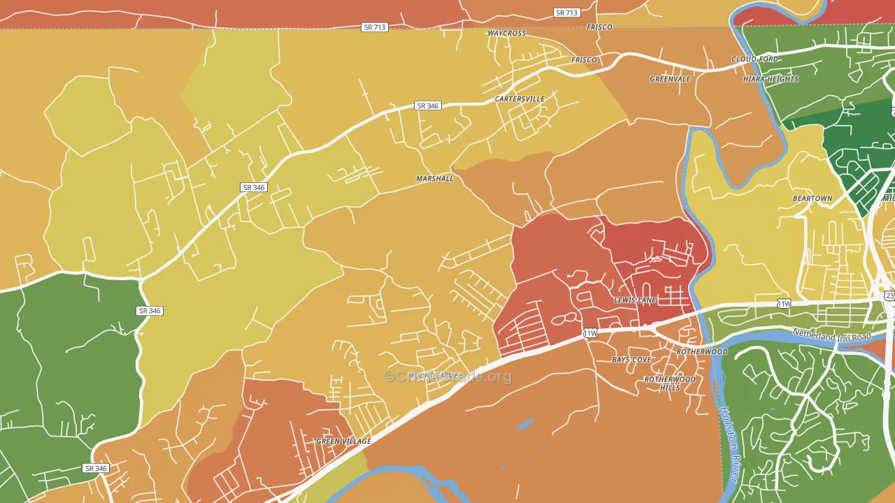 Mount Carmel, TN Map of Drug-Related Crime Rates