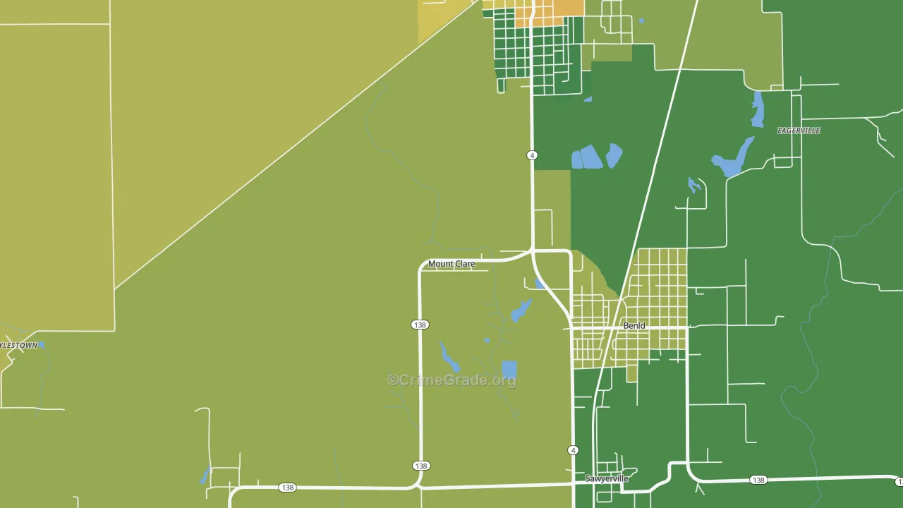 Mount Clare, IL Map of Drug-Related Crime Rates