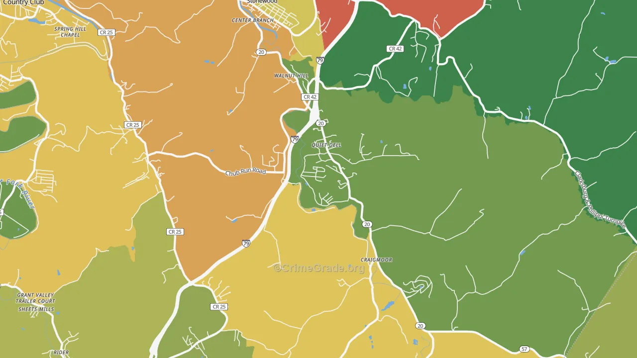 Mount Clare, WV Map of Drug-Related Crime Rates