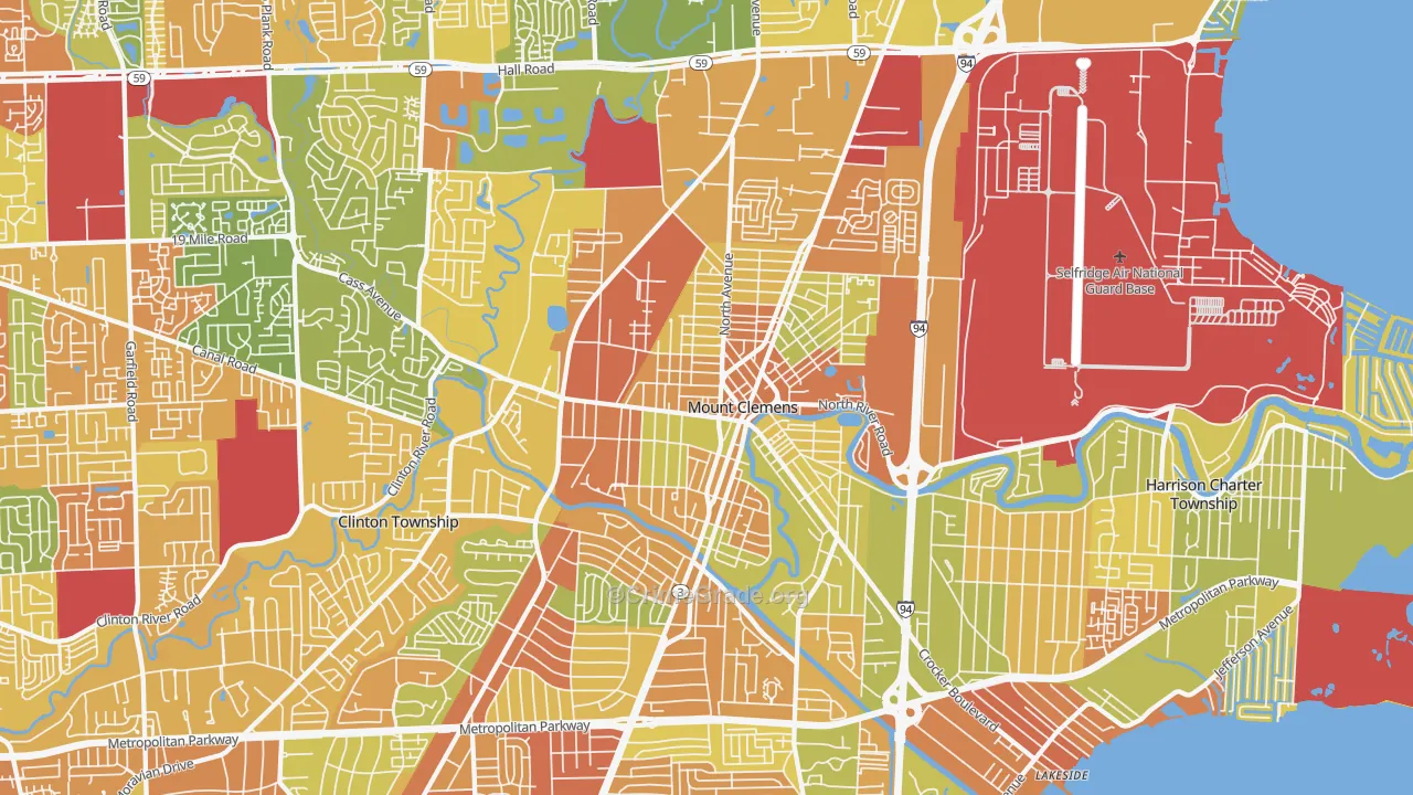 Mount Clemens, MI Map of Drug-Related Crime Rates