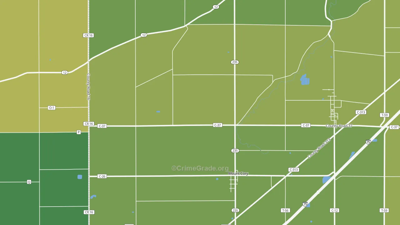 Mount Cory, OH Map of Drug-Related Crime Rates