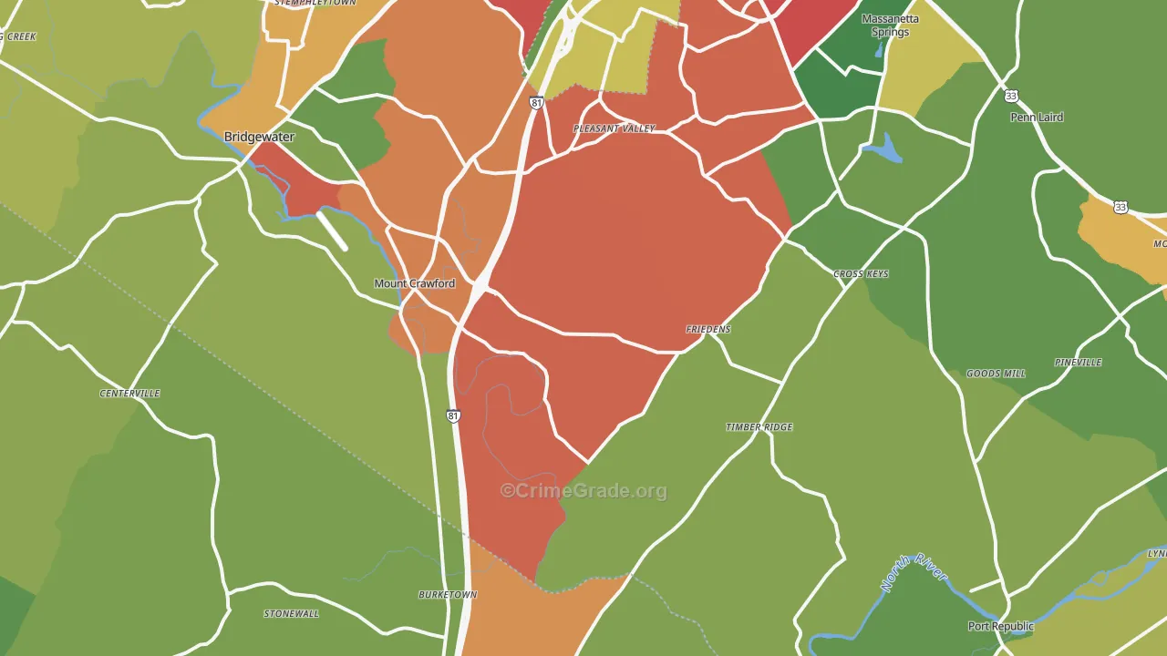 Mount Crawford, VA Map of Drug-Related Crime Rates
