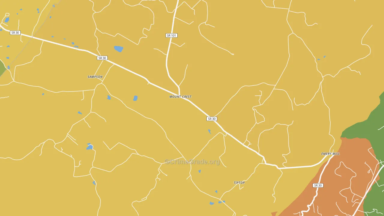 Mount Crest, TN Map of Drug-Related Crime Rates
