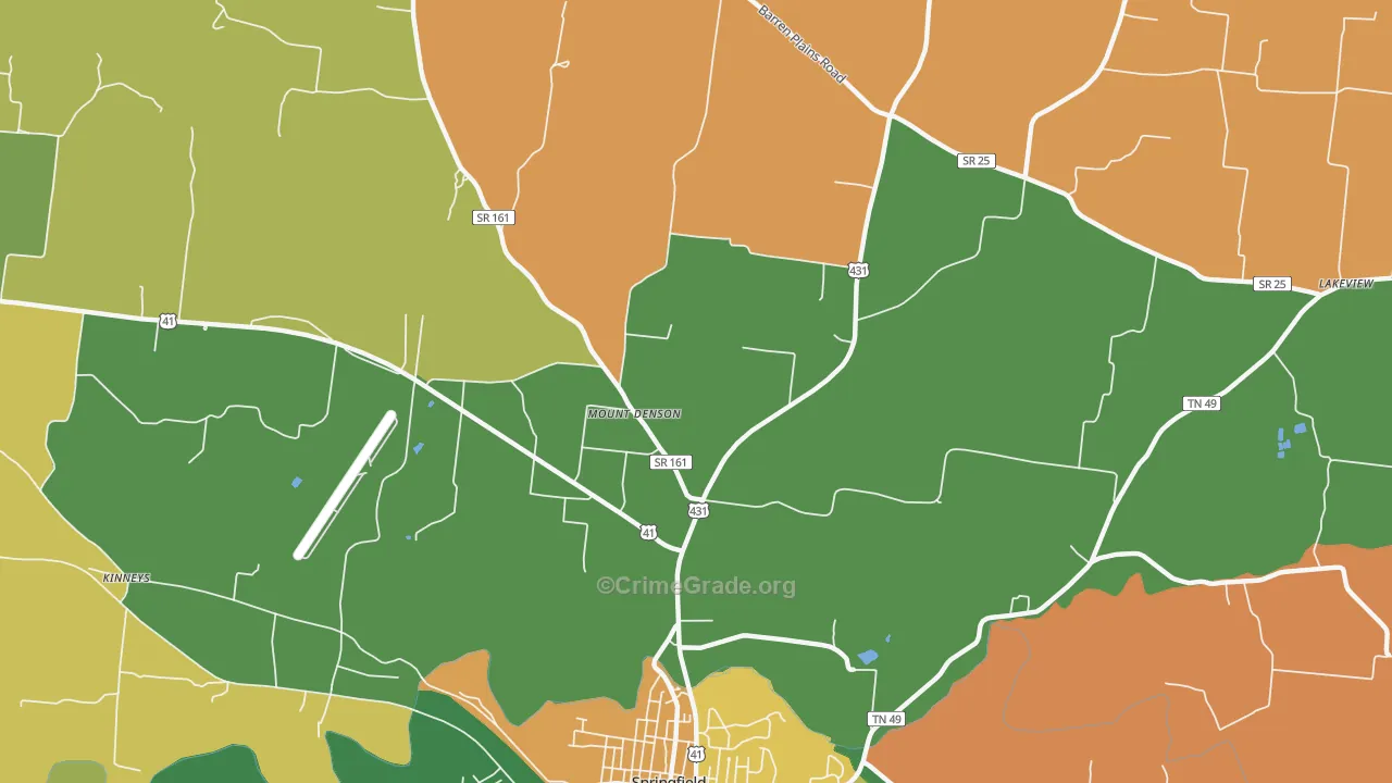 Mount Denson, TN Map of Drug-Related Crime Rates