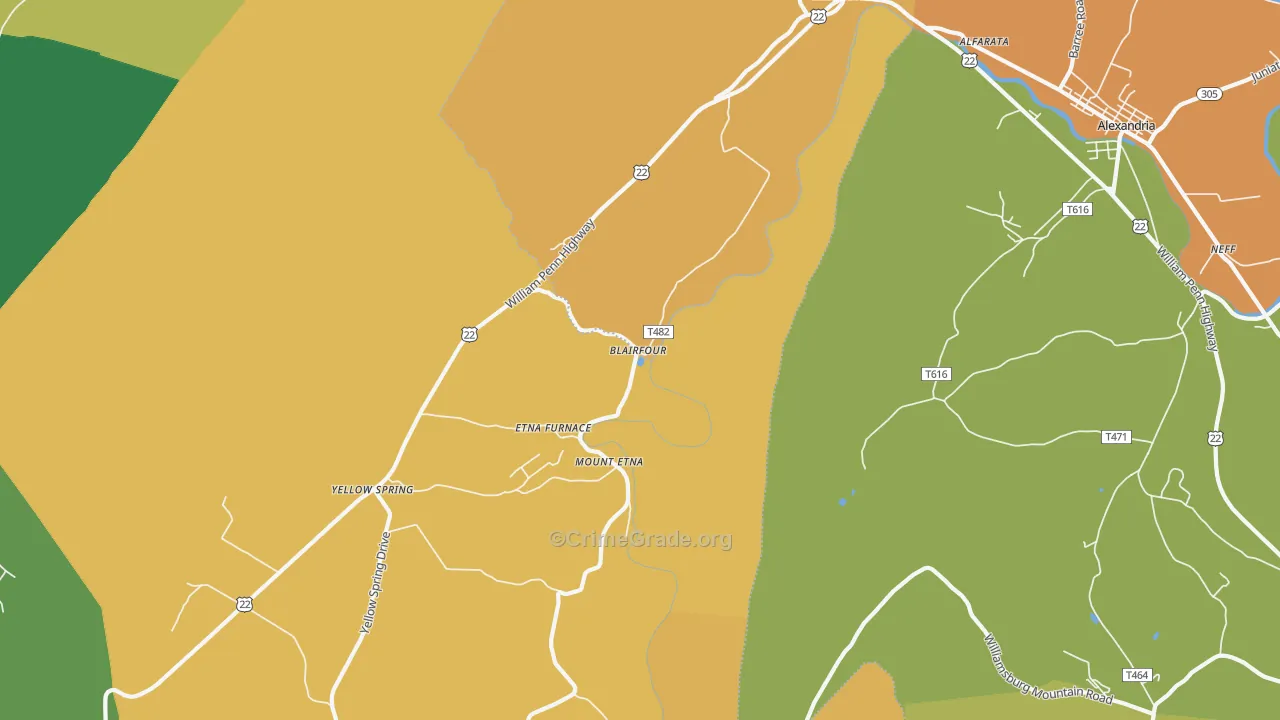Mount Etna, PA Map of Drug-Related Crime Rates