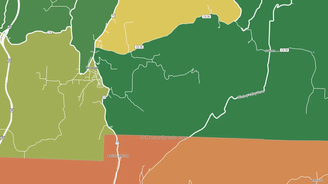 Mount Gaylor, AR Map of Drug-Related Crime Rates