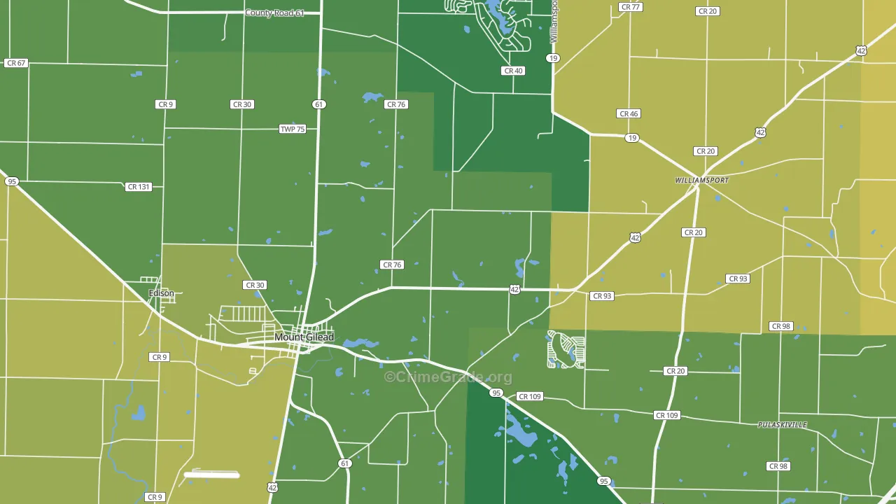 Mount Gilead, OH Map of Drug-Related Crime Rates