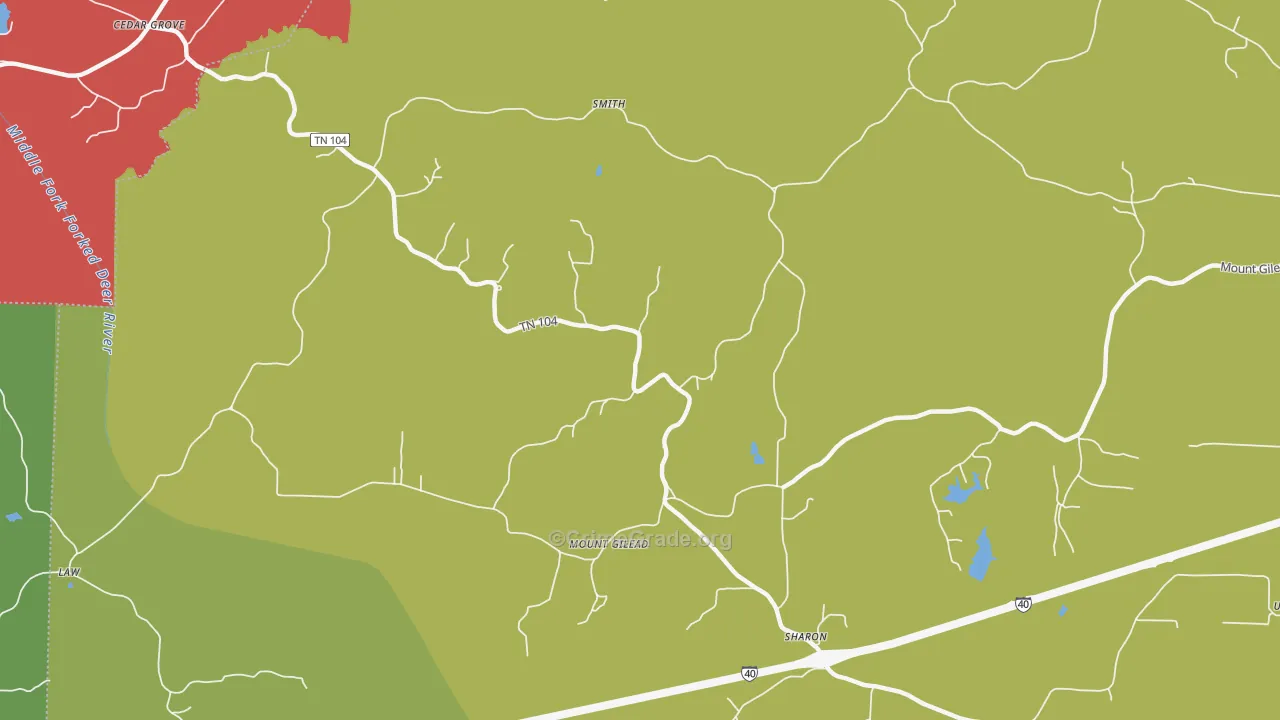 Mount Gilead, TN Map of Drug-Related Crime Rates