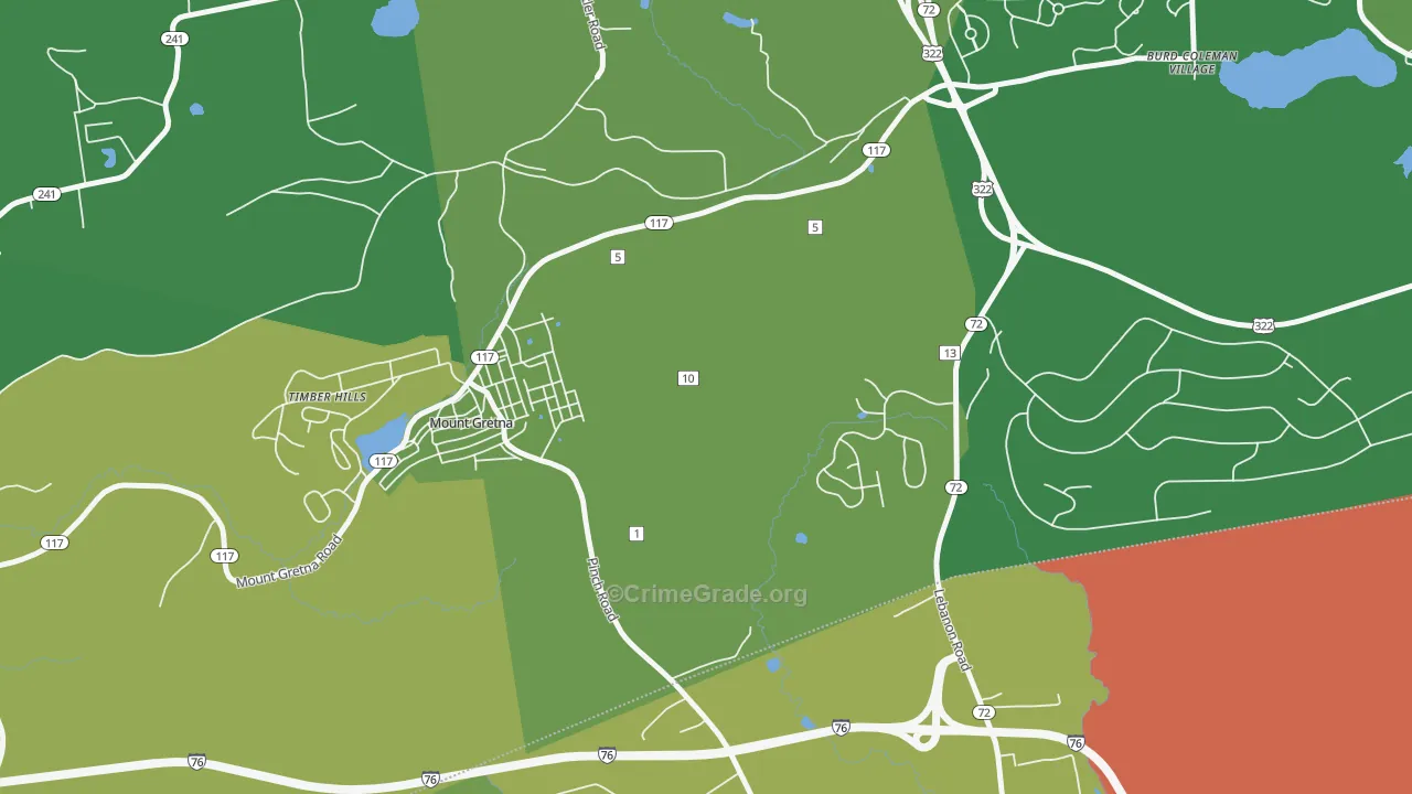 Mount Gretna Heights, PA Map of Drug-Related Crime Rates