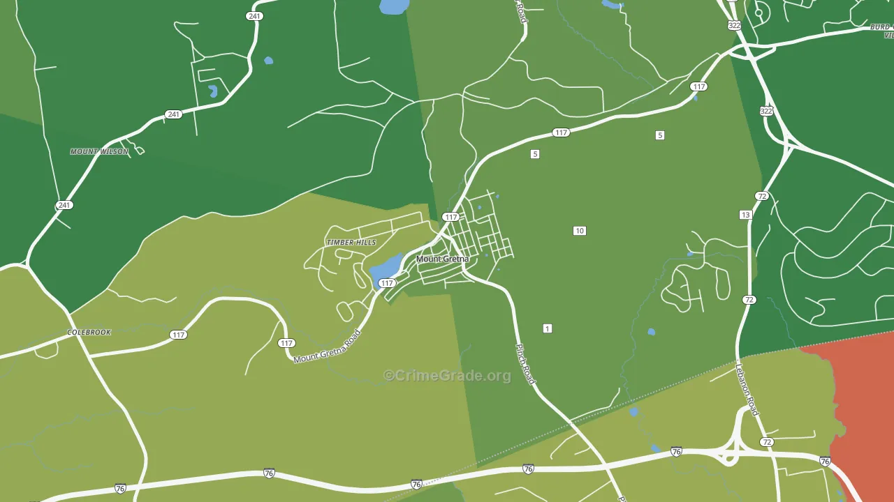 Mount Gretna, PA Map of Drug-Related Crime Rates