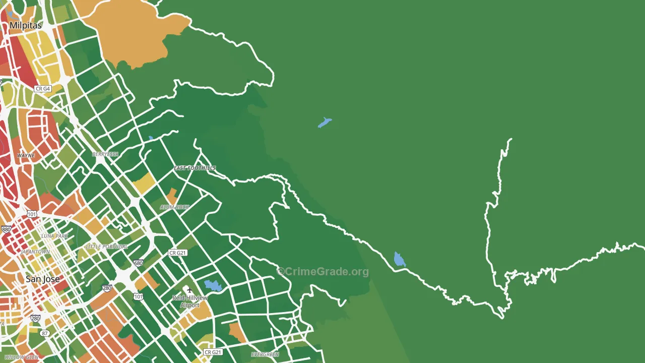 Mount Hamilton, CA Map of Drug-Related Crime Rates