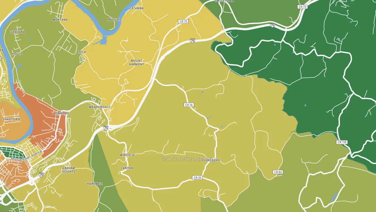 Mount Harmony, WV Map of Drug-Related Crime Rates