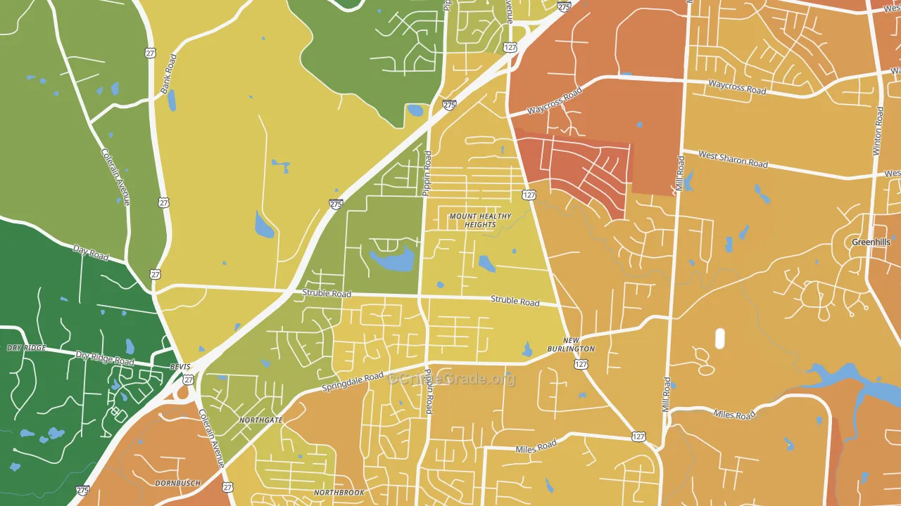 Mount Healthy Heights, Cincinnati, OH Map of Drug-Related Crime Rates