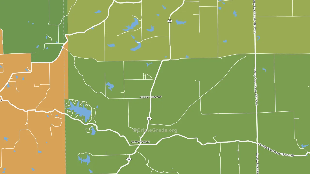 Mount Healthy, IN Map of Drug-Related Crime Rates
